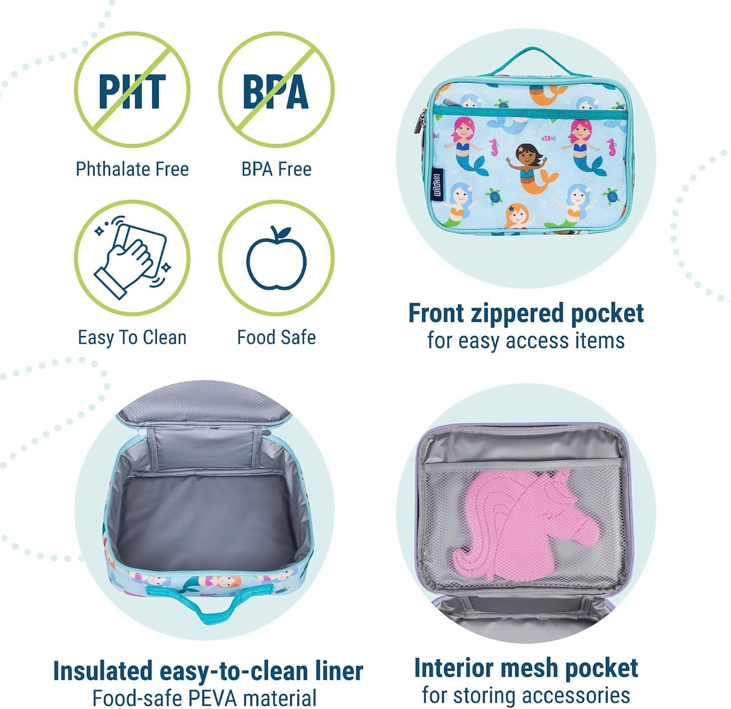 Wildkin Kids Insulated Lunch Box, Keeps Food Hot or Cold, BPA-Free with Mesh Pockets & Easy-Clean Lining – Ideal for School, Travel & Daycare – Holographic