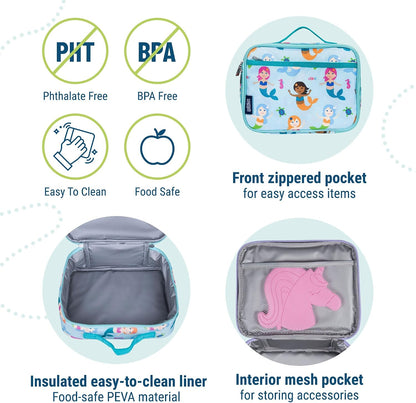 Wildkin Kids Insulated Lunch Box, Keeps Food Hot or Cold, BPA-Free with Mesh Pockets & Easy-Clean Lining – Ideal for School, Travel & Daycare – Holographic