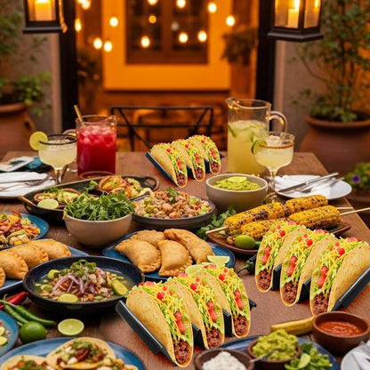 6 Pcs Taco Holder Stands Taco Tuesday Set, Holds Up to 3 Tacos, Premium PP Material Sturdy and Durable, Microwave or Dishwasher Top Rack (Yellow)
