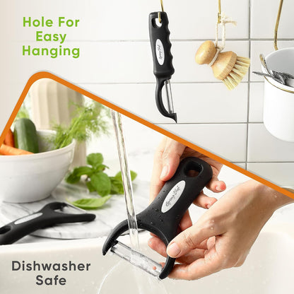 Spring Chef Swivel Potato Peeler & Julienne Vegetable Peeler w/Soft Handle