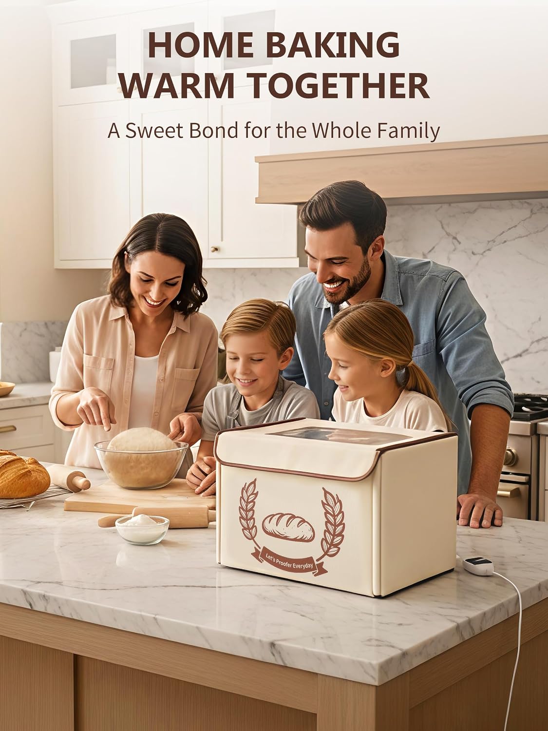 Folding Bread Proofing Box Dough Proofer, Electric Sourdough Warmer with 68-131°F Temp Control & 99H Timer
