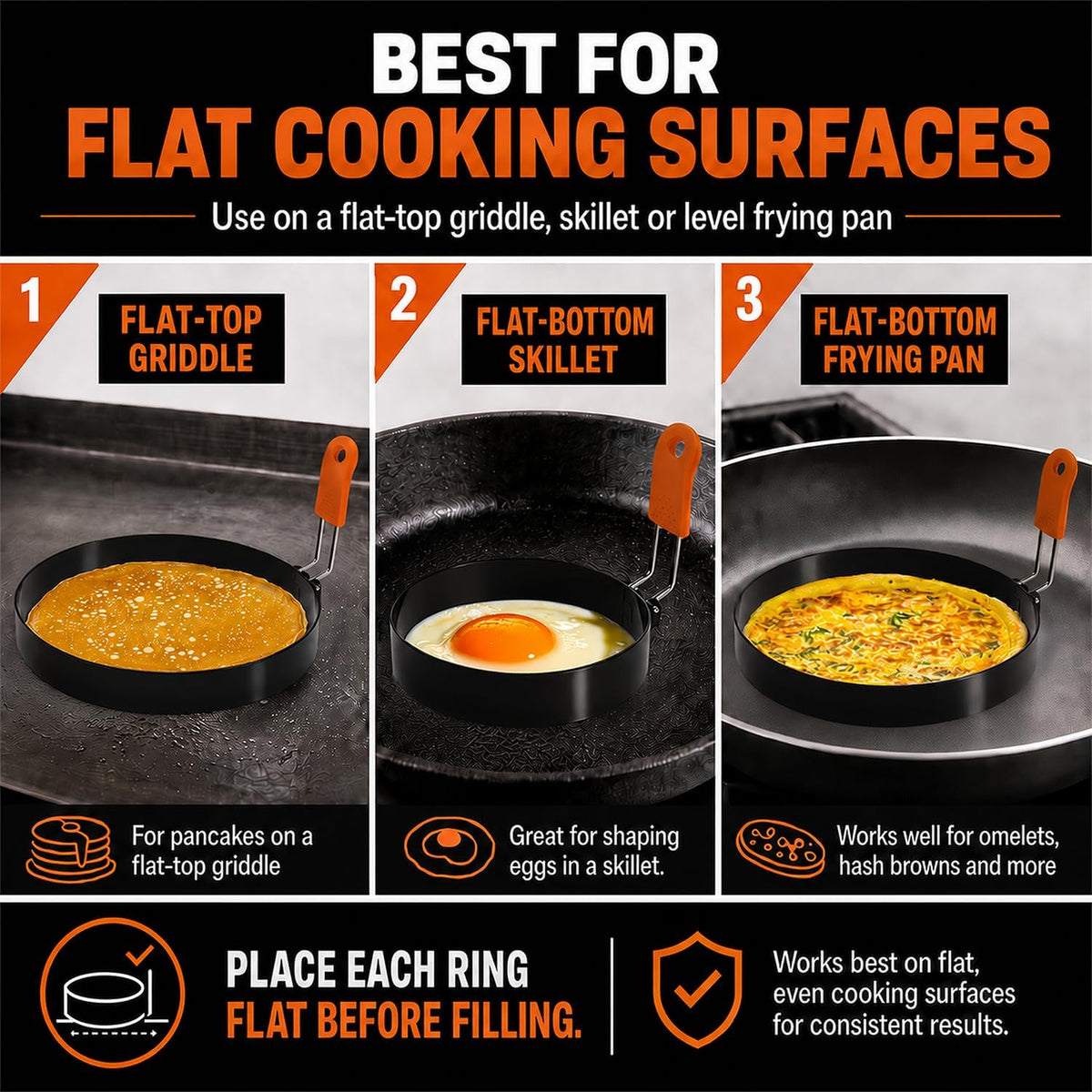 Egg Rings for Griddle, 6-Piece Set, 3.5-Inch and 6-Inch Sizes