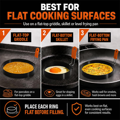 Egg Rings for Griddle, 6-Piece Set, 3.5-Inch and 6-Inch Sizes