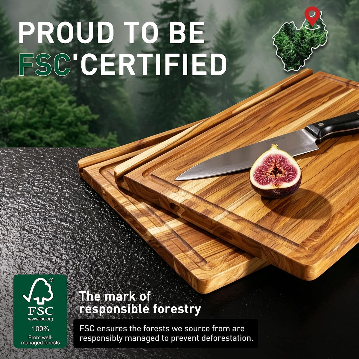 Teak Cutting Boards for Kitchen Wood Wooden Cutting Board Non Slip