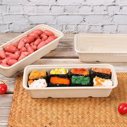 16oz disposable 3 compartments Sugarcane Fibers bowls with lid take away food containers Meal Prep Bowls 25 Pack