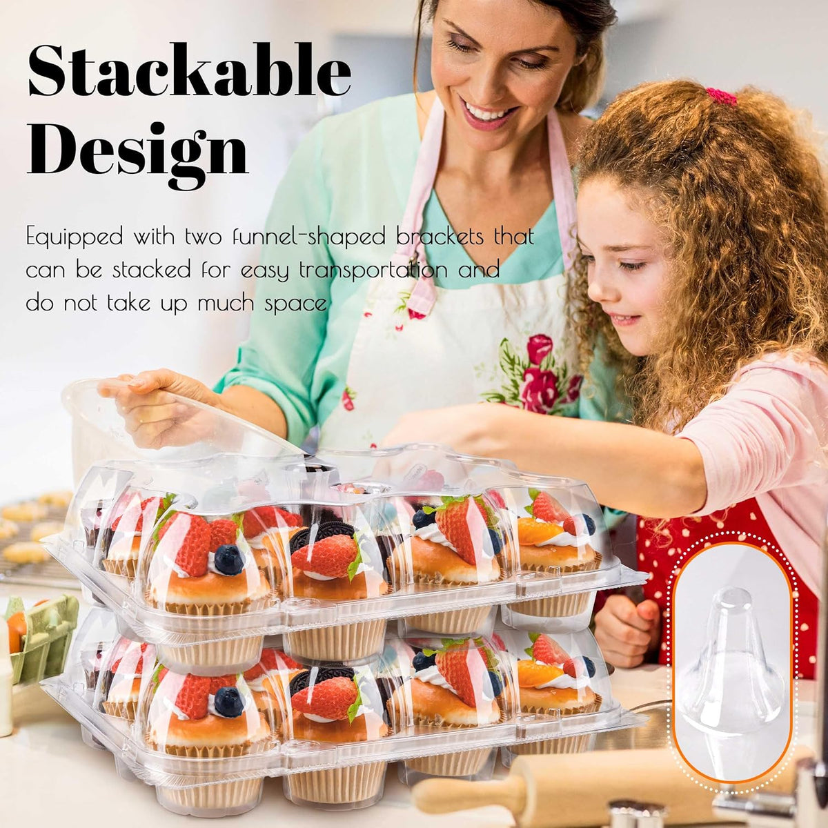 NPLUX 12 Count Cupcake Containers 12 Pack Clear Plastic Cupcake Boxes