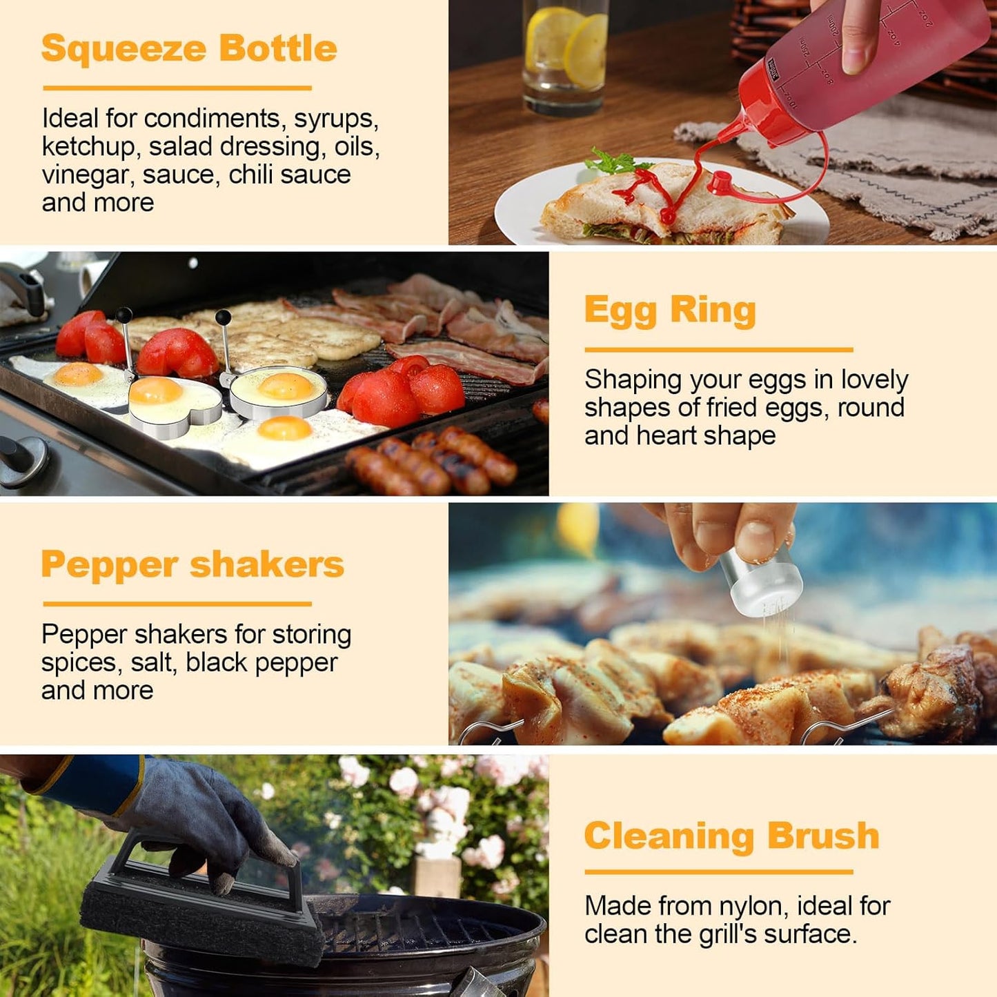 Griddle Accessories Kit, Terlulu 29 PCS Flat Top Grill Accessories for Blackstone and Camp Chef, Metal Spatula Set with Burger Press, Melting Dome, Scraper, Tongs, Carry Bag for Outdoor Grilling BBQ