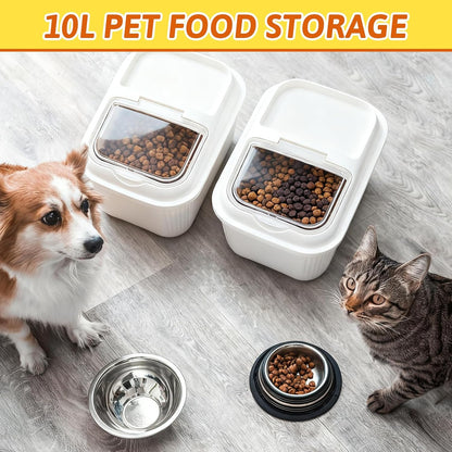 Blushtier 4 Pack Sugar Storage Containers Flour Bin with Wheels Large Pet Dog Food Storage Boxes Measuring Cup Sealed Transparent Flip Lid Portable Household Rice Container Set(20 Lbs)