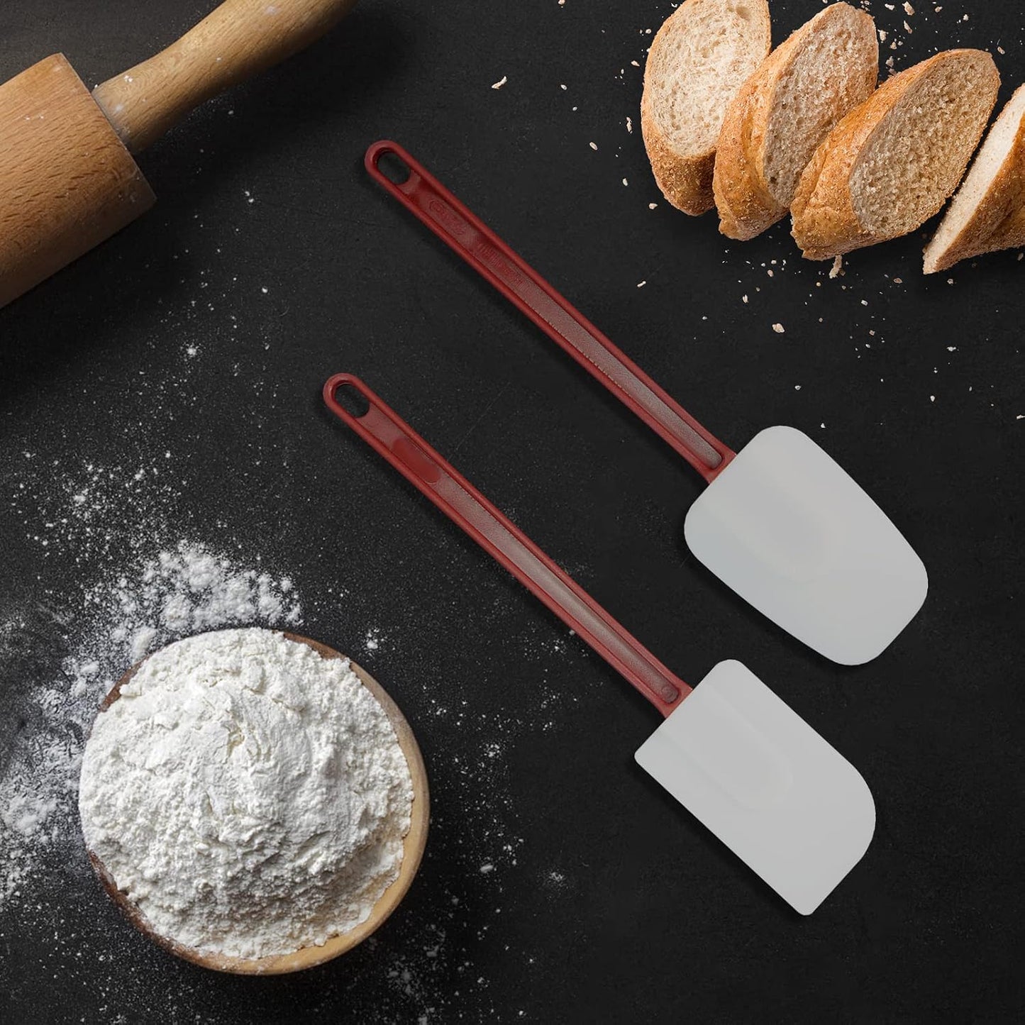 High Heat Resistant Silicone Scraper Spoon Commercial Spatula for Cooking, Rubber Spatula Set of 2 (9.5'')