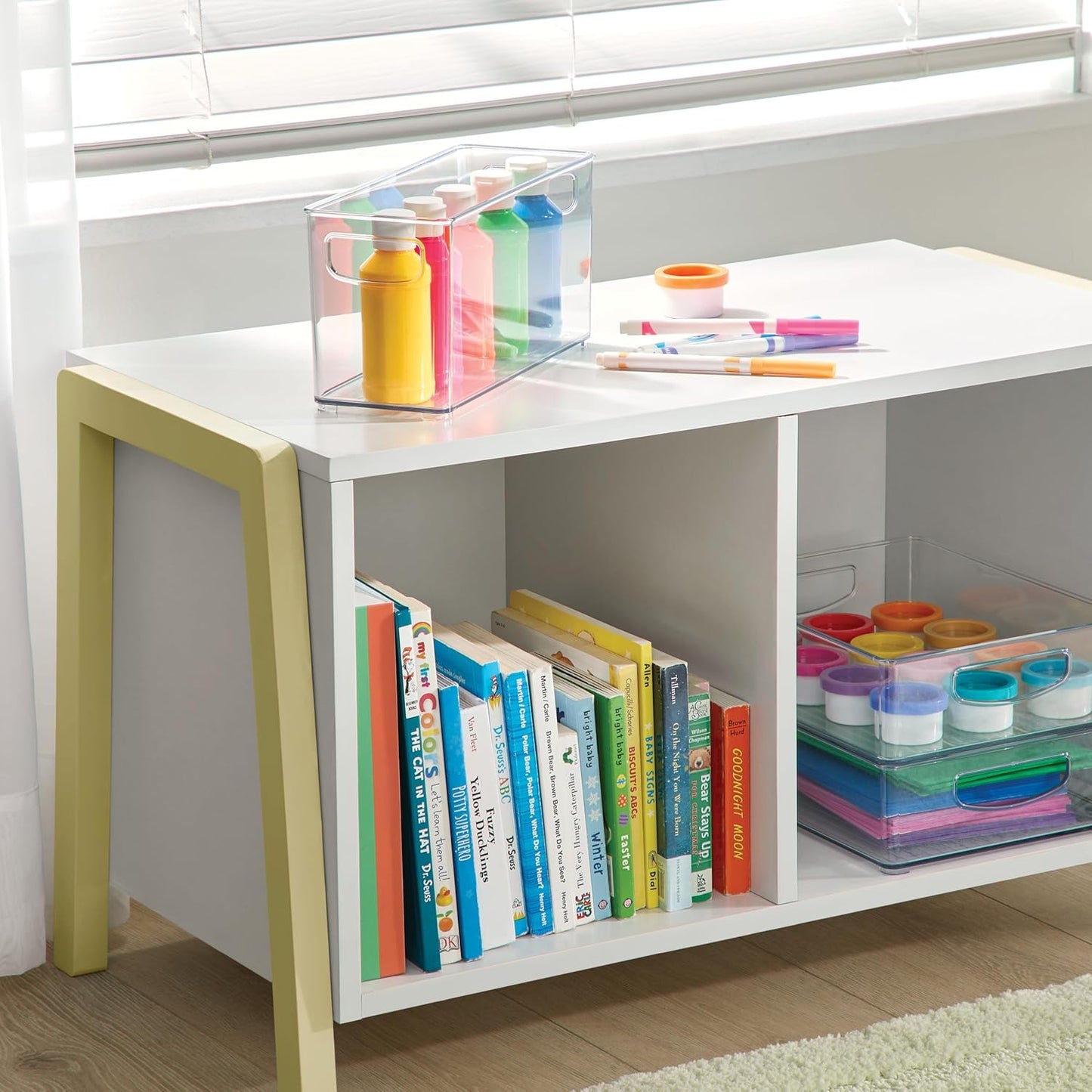 iDesign Plastic Stackable Pantry Bin - Storage Bin with Handles for Cabinets or Fridge - Set of 2 - Clear