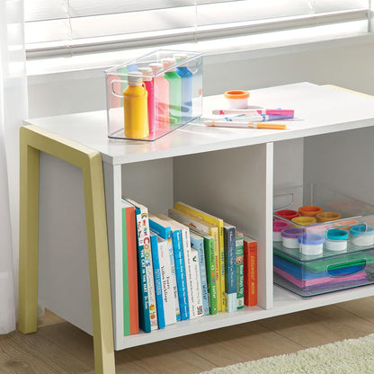 iDesign Plastic Stackable Pantry Bin, Set of 2, Clear | Storage Bin with Handles, For Cabinets or Fridge