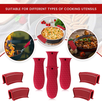 Patelai 8Pcs Silicone Cast Iron Handle Cover,Black