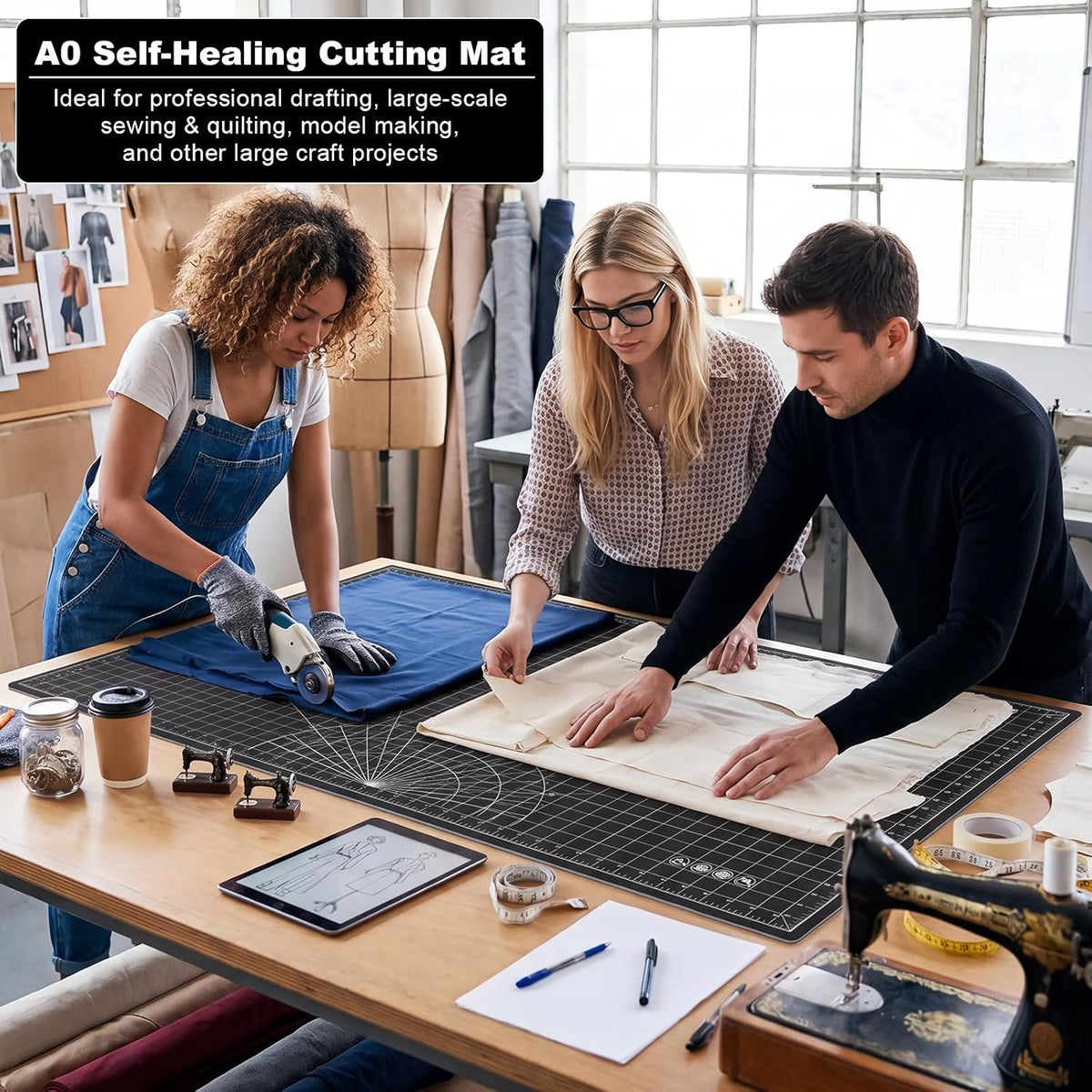 Pangda 1 Pcs 36 x 48 in Large Self Healing Cutting Mat for Sewing, Green