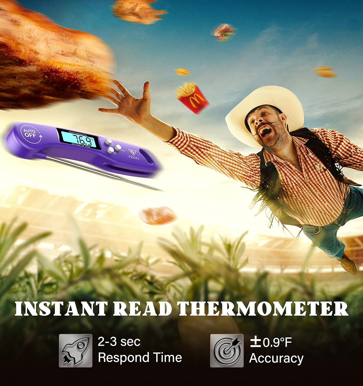 DOQAUS Meat Thermometer Digital – Instant Read Food Thermometer for Cooking