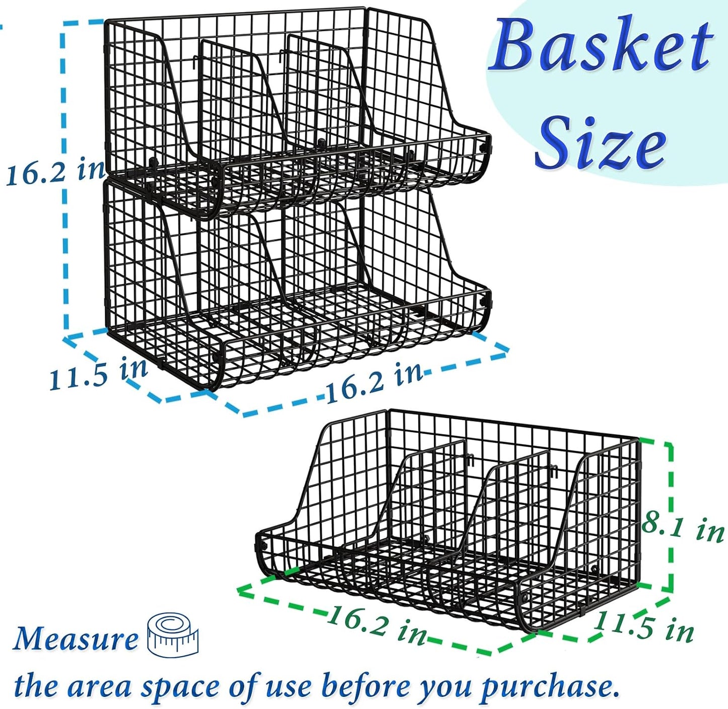 Stacking Can Dispensers 3 Tier with 3 Divider, Large Pantry Can Organizer, Beverage Drink Pop Soda Can Storage Basket, Can Holders for Pantry, Canned Food Rack Wire Bins for Kitchen Cabinet (3-Pack)
