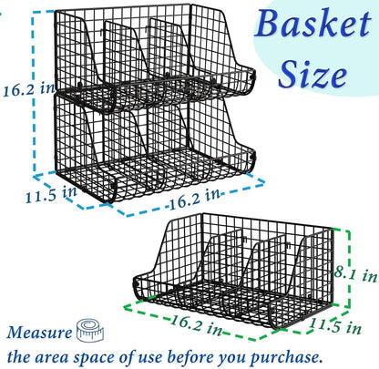 Stacking Can Dispensers 3 Tier with 3 Divider, Large Pantry Can Organizer, Beverage Drink Pop Soda Can Storage Basket, Can Holders for Pantry, Canned Food Rack Wire Bins for Kitchen Cabinet (3-Pack)