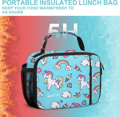 esouler Lunch Box Kids Insulated Lunch Bag for Boys & Girls Durable Children Lunchbox for School with Water Bottle Holder-Black