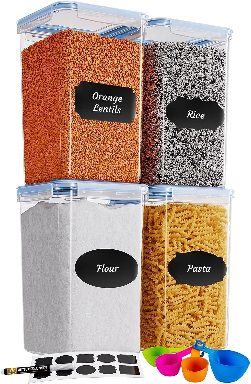 Chef's Path Extra Large Airtight Food Storage Containers with Lids, Pack of 2, 6.5L, 220Oz, Airtight Kitchen and Pantry Bulk Canisters for Flour, Sugar, Rice, and Baking Supplies - Transparent