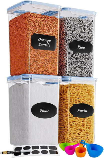 Chef's Path Extra Large Airtight Food Storage Containers with Lids, Pack of 2, 6.5L, 220Oz, Airtight Kitchen and Pantry Bulk Canisters for Flour, Sugar, Rice, and Baking Supplies - Transparent
