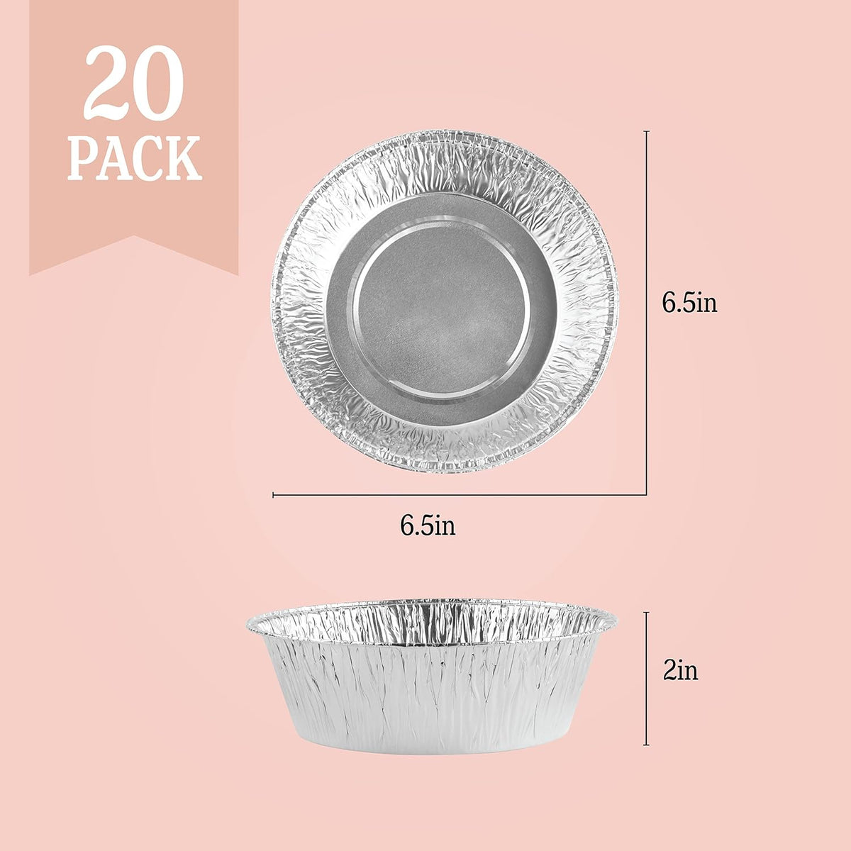 PLASTICPRO 6'' Inch Round Tin Foil Pie Pans Disposable Pack of 20