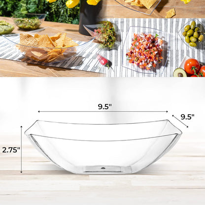 Posh Setting - White Plastic Square Serving Bowls for Party (16oz - 4 Pack), Disposable & Candy Containers for Party Table & Buffet