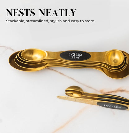 Styled Settings Magnetic Measuring Spoons Set, Gold