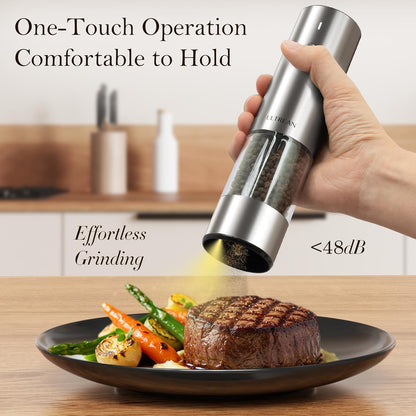 Ultrean Electric Salt and Pepper Grinder Set, Rechargeable,Matte Black