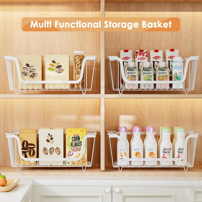 4 Pcs Stackable Wire Baskets for Pantry Organizers and Storage,Kitchen Storage Metal Baskets,Produce Potato Onion Storage Bin,Vegetable Fruit Basket for Countertop,Black