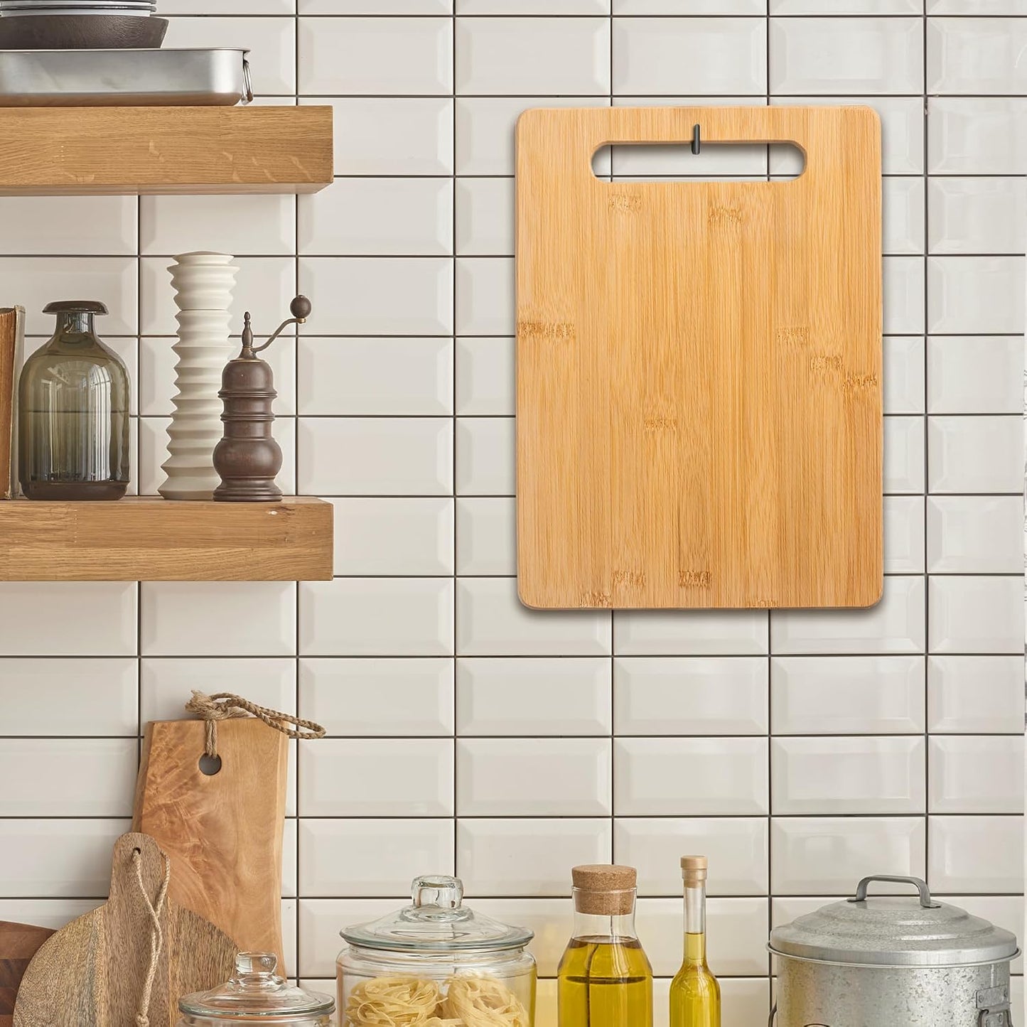 Bamboo Cutting Board Set for Kitchen - 3 Piece Reversible Wooden Cutting Boards, Wood Chopping Boards for Meat, Bread, Fruit, Cheese, Meal Prep, Wood Board and Charcuterie Serving Boards by Bambusi