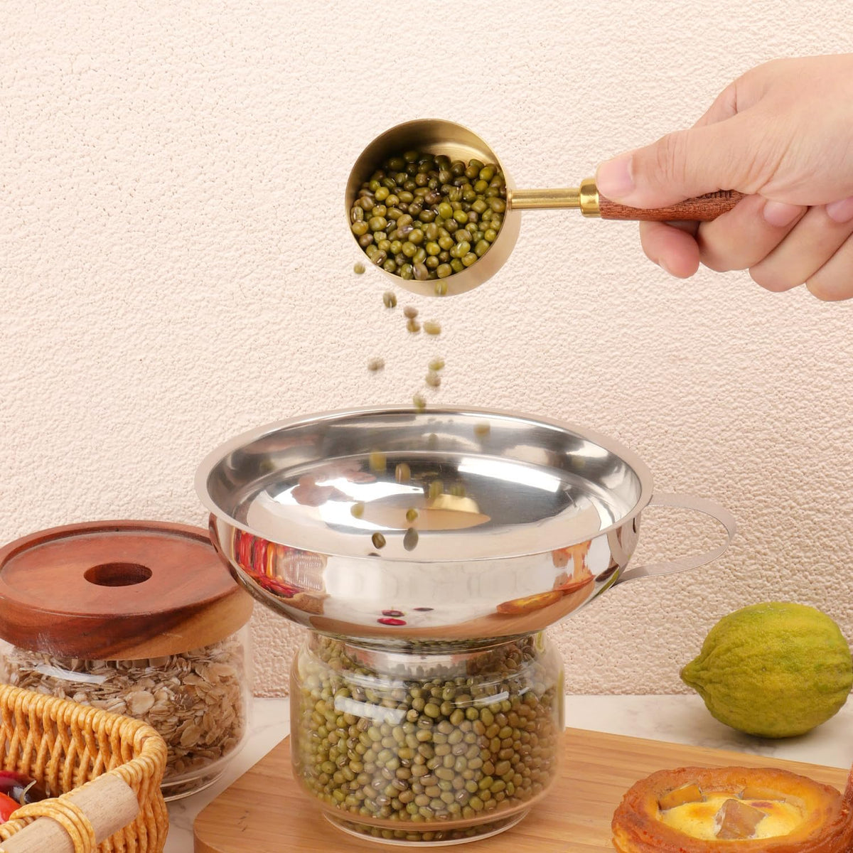 Stainless Steel Canning Funnel with Strainer, 3 Piece Wide & Regular Mouth Jar Funnels Set, Large & Small Metal Funnels with Detachable Umbrella Strainer, for Mason Jars, Jam, Liquids, Dry Goods