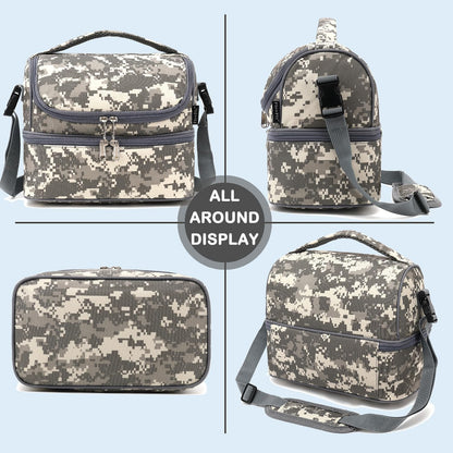 FlowFly Kids Double Decker Cooler Insulated Lunch Bag Large Tote for Boys, Girls, Men, Women, With Adjustable Strap, Unicorn