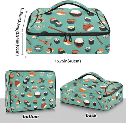Casserole Carriers for Hot or Cold Food Reusable Casserole Dish Carrier Insulated Thermal Large Capacity Durable Perfect for Party Camping Family Gatherings Yellow Fish - Colors A