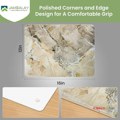 JAMBALAY Tempered Glass Cutting Boards for Kitchen, Gold 12"x8" & 16"x12" Glass Cutting Board Set with Marble Design, With Non Slip Foot, Shatter and Heat Resistant, Dishwasher Safe