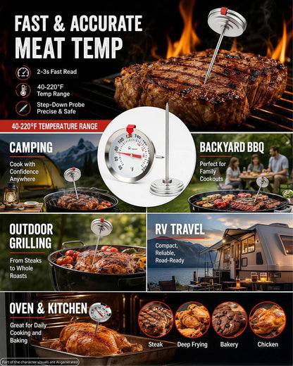 Oven Thermometer 2.75-Inch Dual Scale, 50-300°C/100-600°F, NSF 2‑Pack