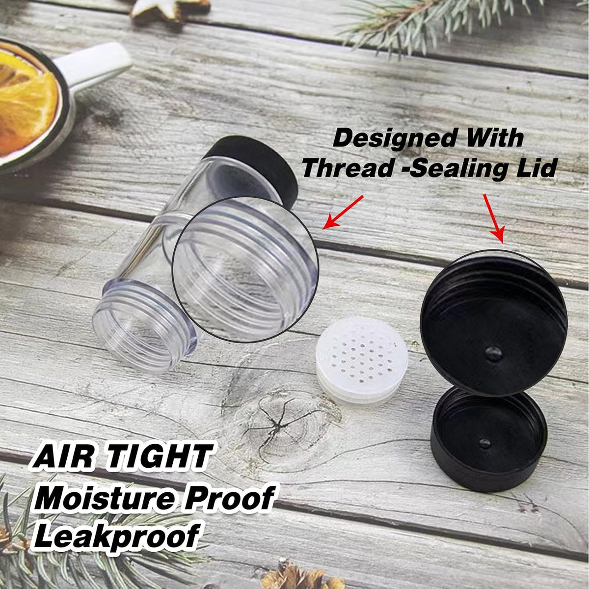 Sunmei Salt and Pepper Shakers Moisture Proof Set, 2-in-1 Portable Spice Shaker with Airtight Lid, Perfect for Camping Kitchen, Travel, Car Camping, RV, Outdoors, Backpack, BBQ Picnic, Lunch Boxes