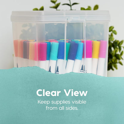IRIS USA Vertical Storage Bins with Lids |Made in USA| Flip Top Containers for Organizing Pantry, Office, Craft, and Study Supplies - Small (10-Pack)
