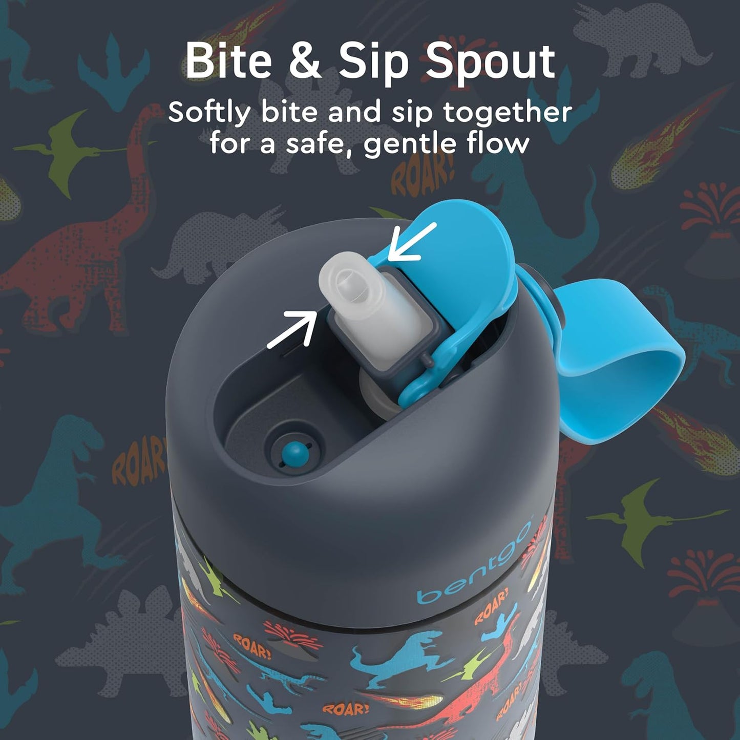 Bentgo Kids Water Bottle - Leak-Proof, Durable Tritan PFAS- & BPA-Free 15 fl oz, Kids/Toddlers Ages 3+ for School & Sports; Bite & Sip Spout, Carrying Handle, Dishwasher Safe (Unicorn)