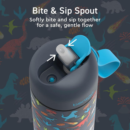 Bentgo Kids Water Bottle - Leak-Proof, Durable Tritan PFAS- & BPA-Free 15 fl oz, Kids/Toddlers Ages 3+ for School & Sports; Bite & Sip Spout, Carrying Handle, Dishwasher Safe (Unicorn)