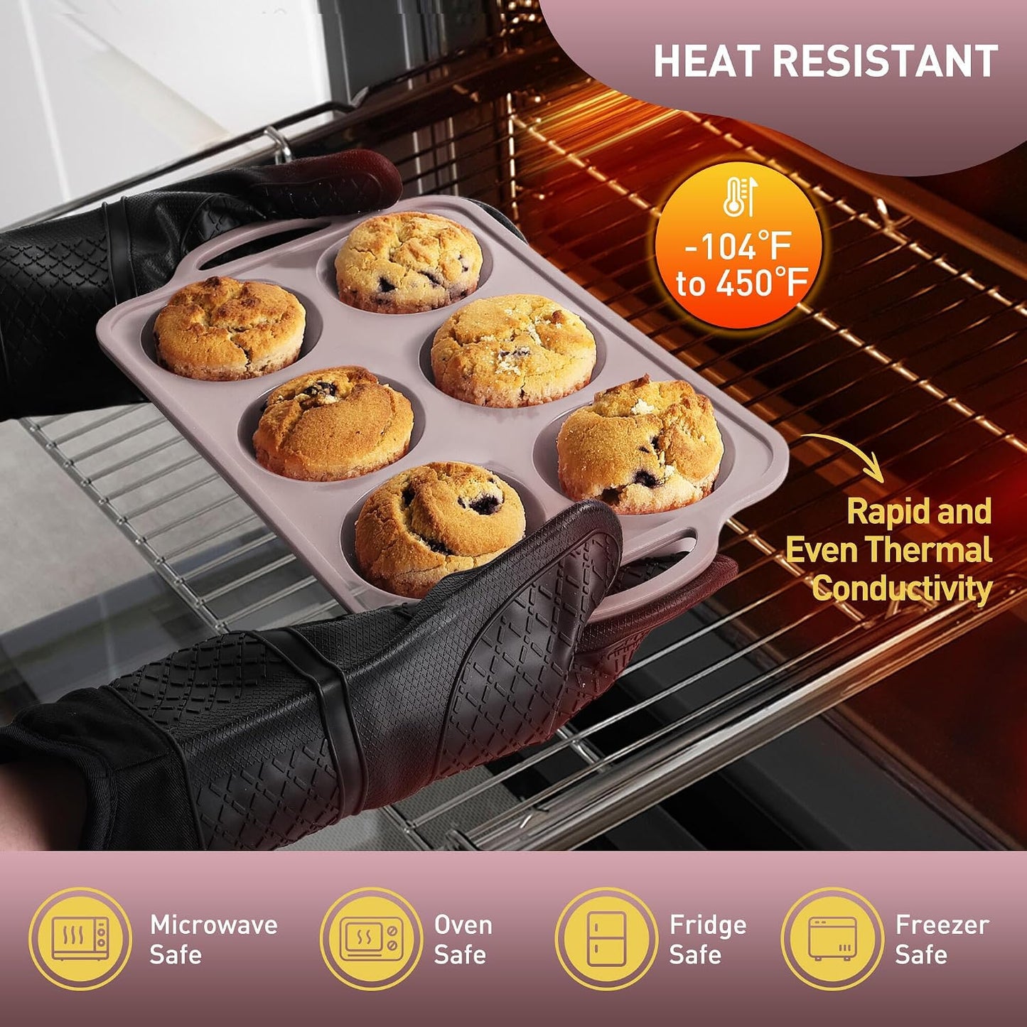 2 Packs 12 Cups Silicone Muffin Pan for Baking with Metal Reinforced Frame Regular Size Cupcake Pan Tray Egg Bites Silicone Cookie Molds Muffin Tin Tart Pans Sheet Set for Oven Dishwasher Safe