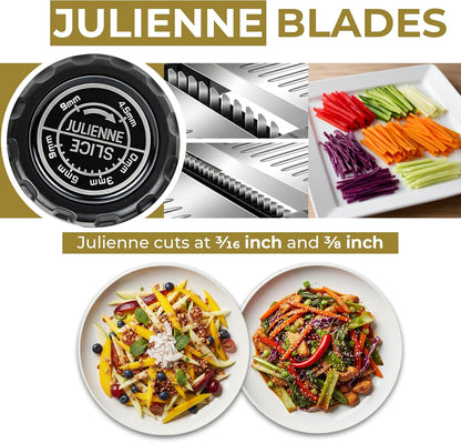 Gramercy Adjustable Mandoline Food Slicer, Mandoline Slicer for Kitchen, Mandolin, Potato, Tomato, Carrot, Vegetable, Fruit and Onion Cutter - Stainless Steel - INCLUDING 1 Pair Cut-Resistant Gloves