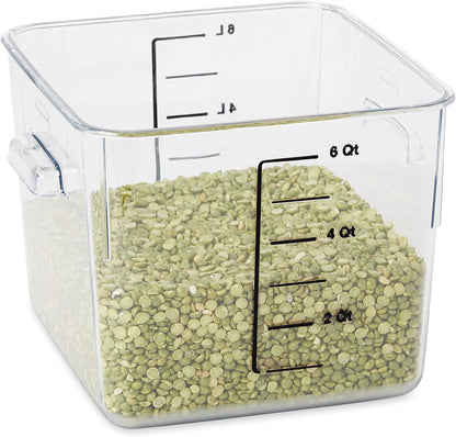 Rubbermaid Commercial Products Space Saving Square Food Storage Container 6 Quart Clear for Kitchen/Sous Vide/Meal Prep