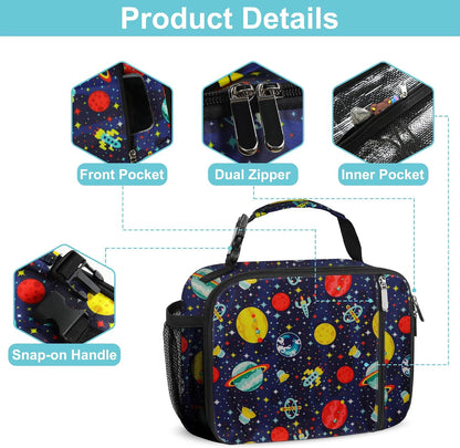 esouler Lunch Box Kids Insulated Lunch Bag for Boys & Girls Durable Children Lunchbox for School with Water Bottle Holder-Black