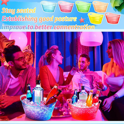 meekoo 6 Pcs Plastic Ice Buckets Bulk with Handles 4.5L Oval Storage Tub Large Capacity Ice Drink Bucket for Party Bar Wine Beer Champagne Beverage Bottle Cooler (4.5 L,Orange)