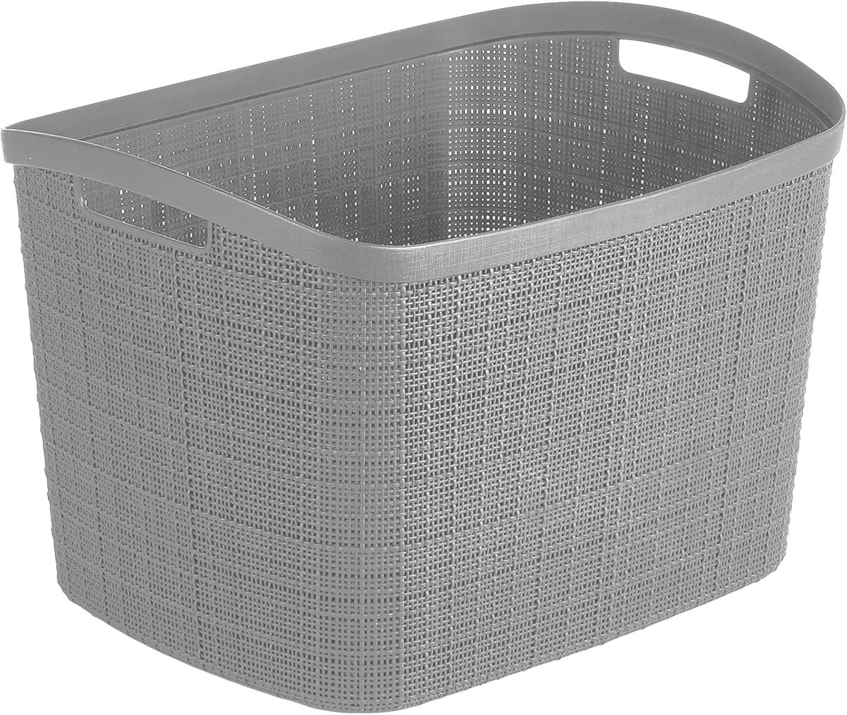 Curver Set of 4 Large 18L Easy Access Jute Decorative Plastic Organization and Storage Baskets - Perfect Bins for Home Office, Closet Shelves, Kitchen Pantry and All Bedroom Essentials, Black