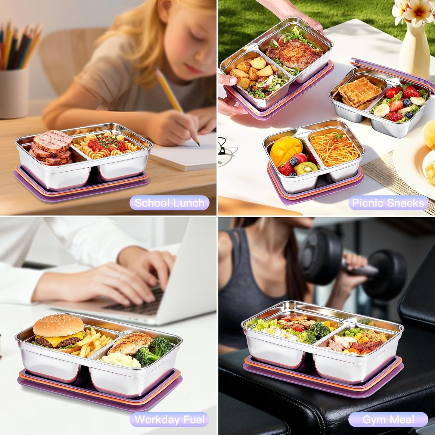 GIUOIDUO stainless steelFood Storage Containers setsstorage box with lidfreezer FrozenKitchen tray with lidOven plateSide dish plate Freezer & Dishwasher Safe