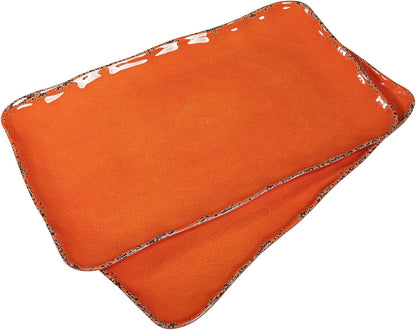 Melamine Serving Platters, set of 2, 17" x 10" Large Reusable BPA Free Rectangular Party Tray/Platters for Serving Appetizers, Fruits On Christmas and all Occasions,Red