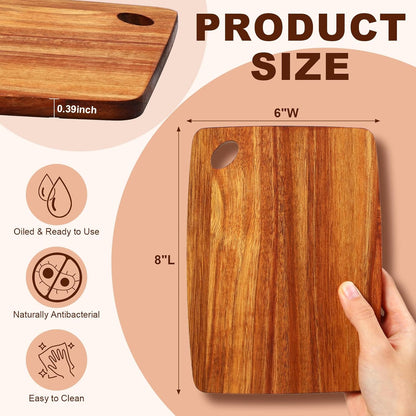 FoldTier 12 Pcs Wood Cutting Boards Bulk 8 x 6 Inch Small Kitchen Charcuterie with Oval Hole Kitchen Serving Chopping Boards for Pizza, Bread, Charcuterie, Fruit, Vegetables(Bamboo)
