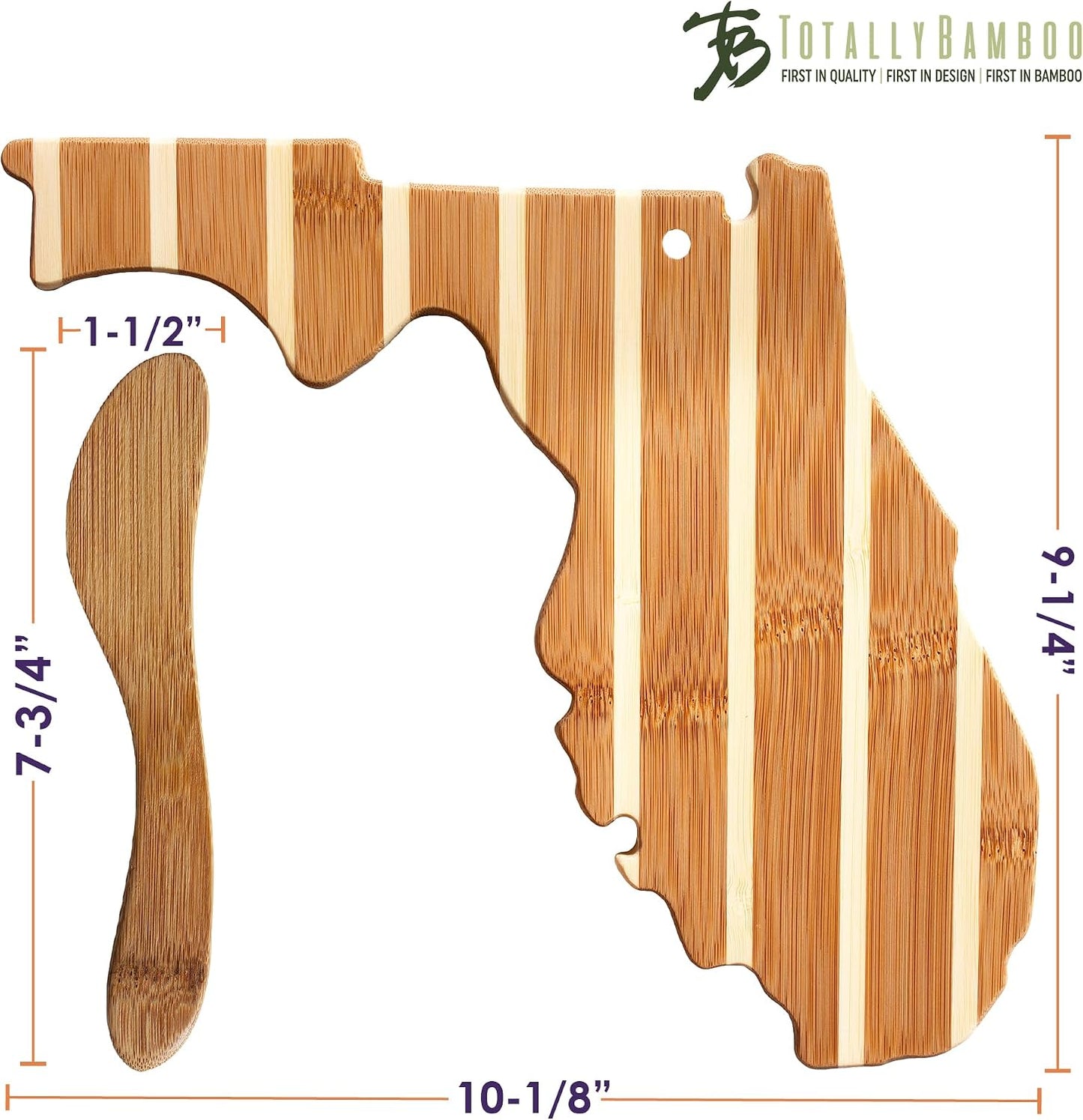 Totally Bamboo California Charcuterie Board with Spreader Knife Gift Set, 11-3/8" x 8-7/8"