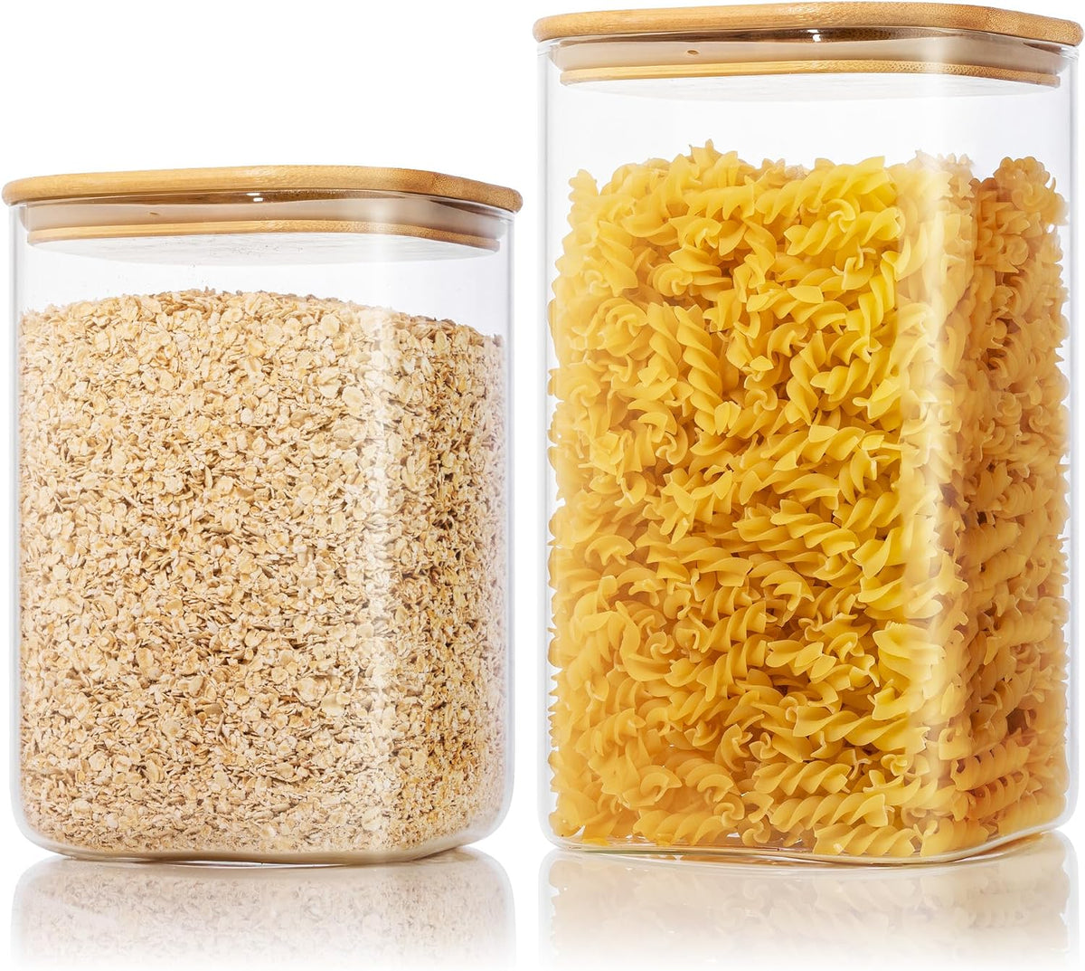 168oz 2 Pack Large Glass Storage Containers with Lids for Pantry Storage | Square Borosilicate Glass Jar with Airtight Lid Keep Flour, Sugar & Rice Fresh, Fit 10lb Bag, BPA-Free for Pantry Organizer