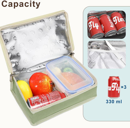 FlowFly Small Insulated Lunch box Portable Soft Bag Mini Cooler Thermal Meal Tote Kit with Handle for Work & School, Black
